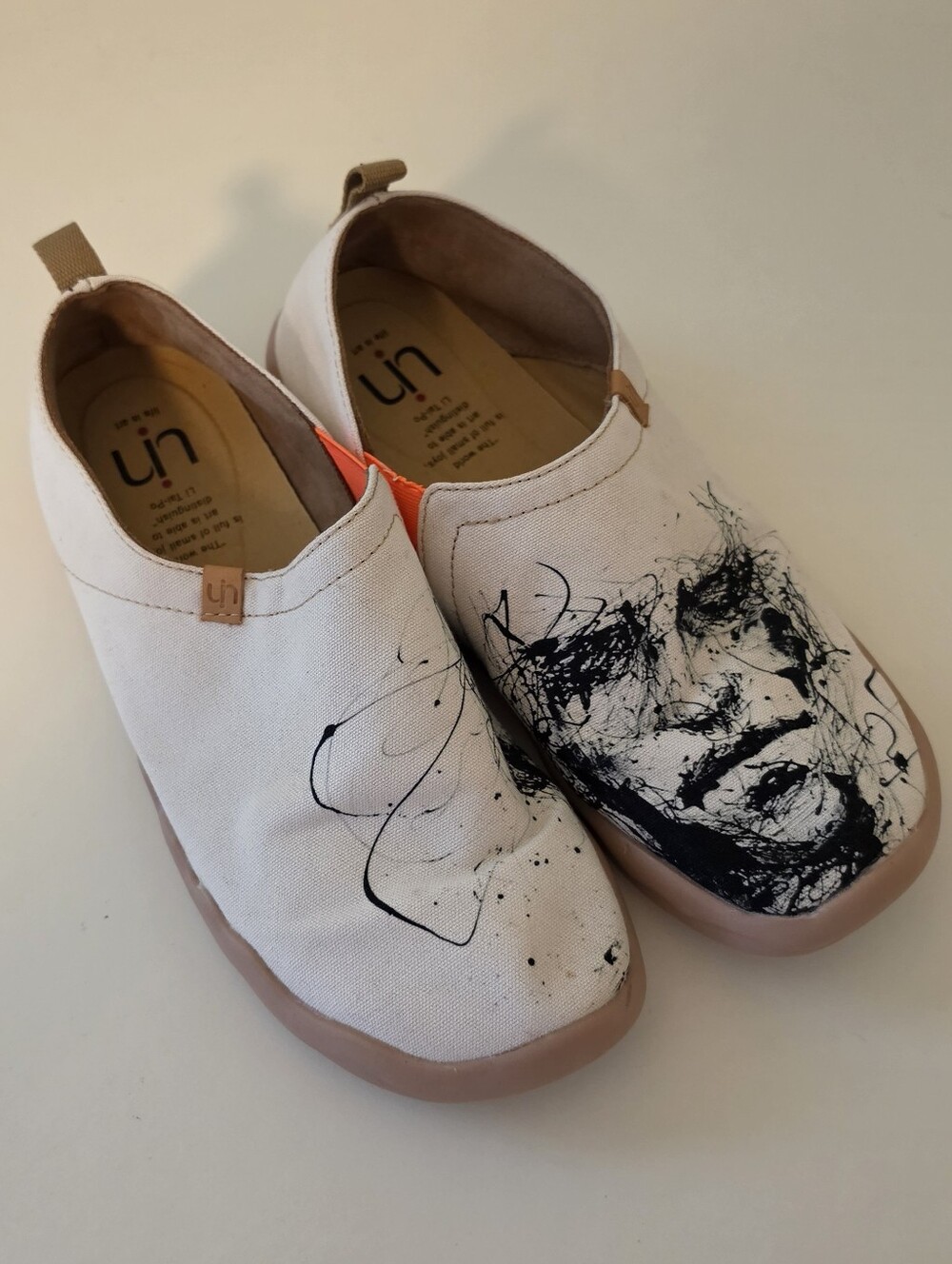 UIN Art Painted Canvas Slip-On Portrait Face Shoe Limited Edition Size 10